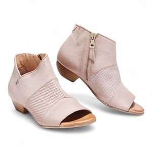 MIZ MOOZ Clermont Peep Toe Leather Heeled Booties Laser Cut Sandals Heels 7.5